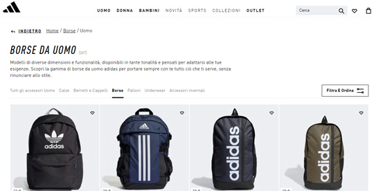 Adidas sito ufficiale borse zaini da uomo